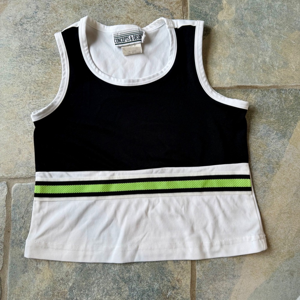 Vintage 90s Concepts & Design Crop Tank Top M Sporty Spice Y2K Stretch‎